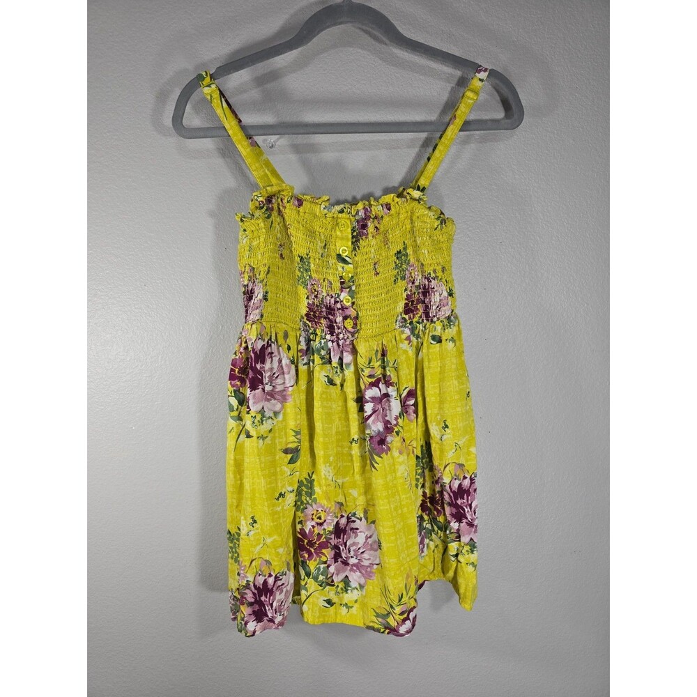 Torrid Size 00/10 Large Floral Babydoll Challis Smocked Cami Ruffle Trim BK